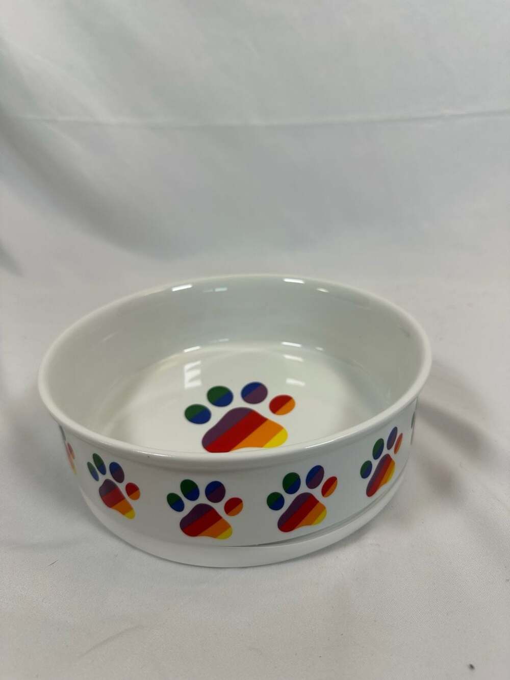 Bone Dry Ceramic Rainbow Paw Print Pet Bowl with Octopus Slow Feeder Insert